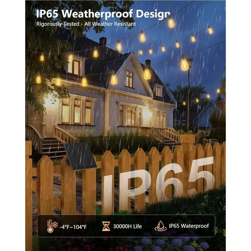Solar String Lights 175FT LED Waterproof Dimmable Remote Brightown Patio Outdoor